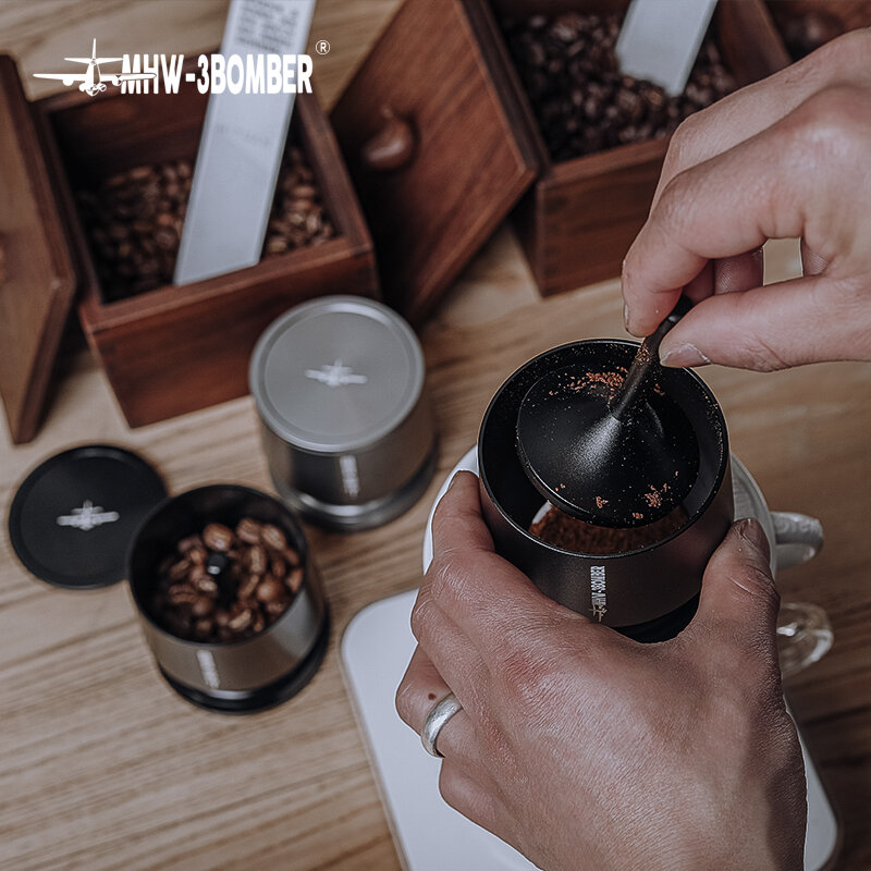 MHW-3BOMBER Blind Shaker Espresso Dosiert richter mit Rührer Aluminium legierung Kaffee Dosier becher passen 58mm Sieb träger Barista Werkzeug