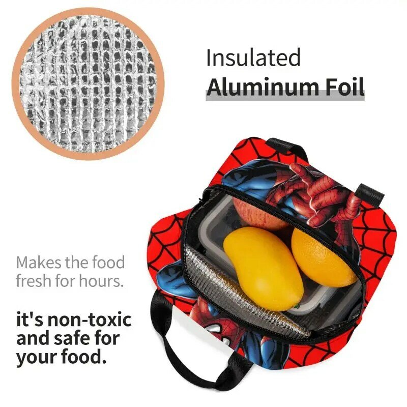 Spider Man scatola per il pranzo isolata per le donne borsa termica portatile per il pranzo borsa per il pranzo borsa per alimenti da Picnic per la scuola