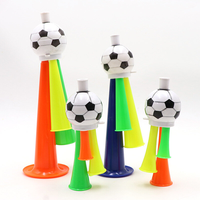 1 buah tanduk suara sepak bola warna-warni tiga tabung Cheering klakson sepak bola nada tinggi pesta karnaval permainan olahraga pembuat kebisingan
