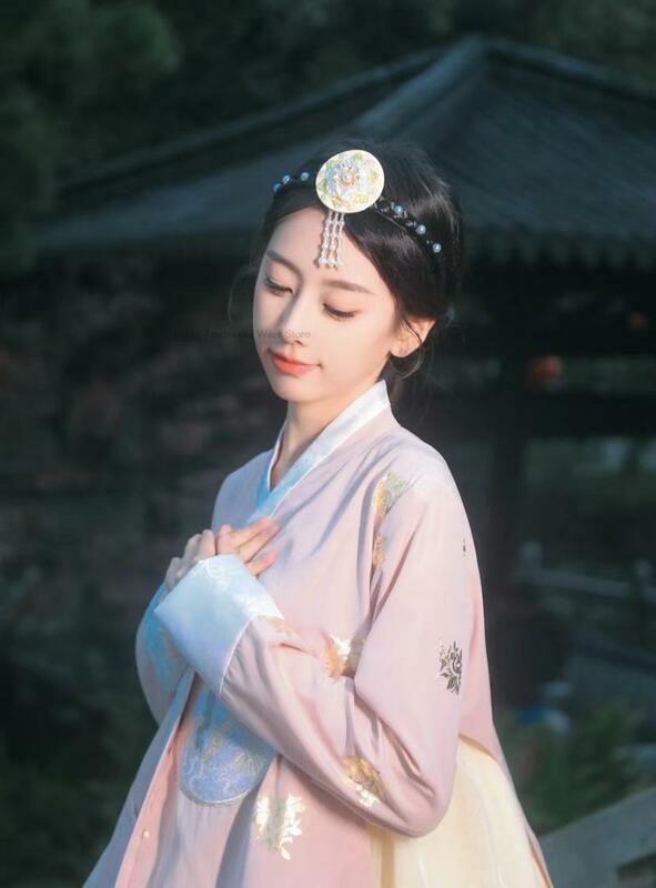 كوريا نمط الملابس التقليدية فستان الهانبوك المرأة الكورية أداء ازياء اليومية الجنية مرحلة السفر التصوير مجموعة فستان