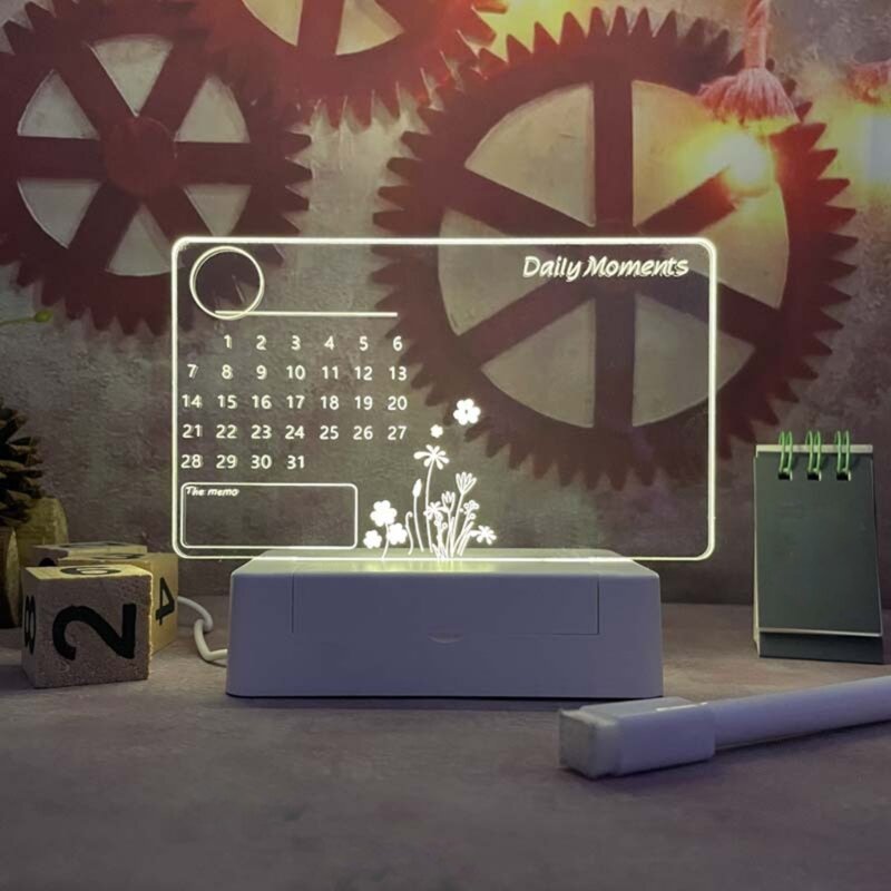 Прозрачный акриловый календарь-планировщик, акриловая доска светодиодный светильник кой и маркером