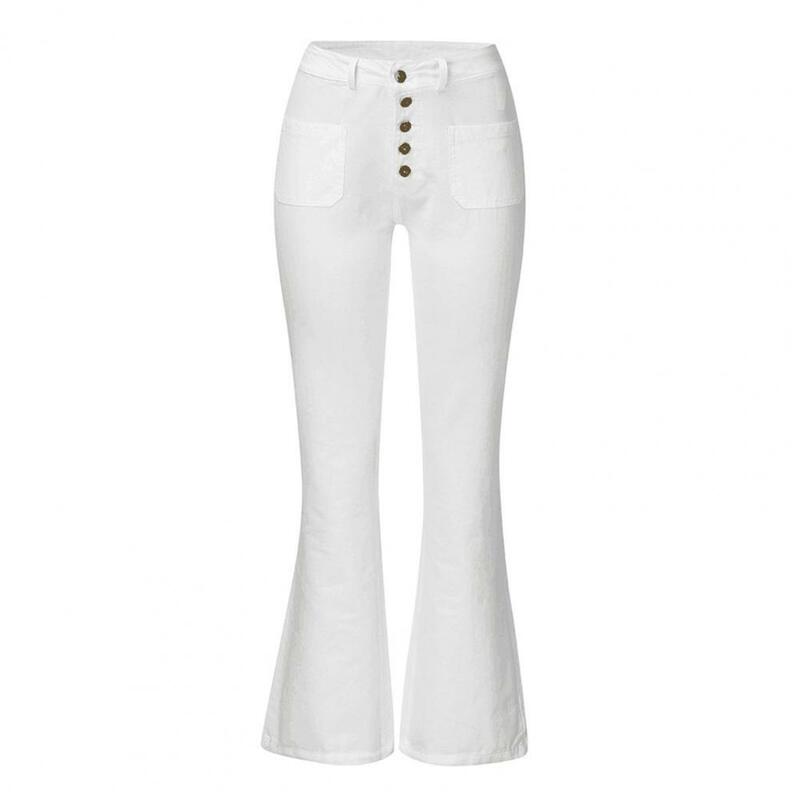 Джинсовые брюки, лестные женские джинсы с высокой талией и расклешенным подолом, облегающие однотонные джинсовые брюки разных цветов для длительного использования