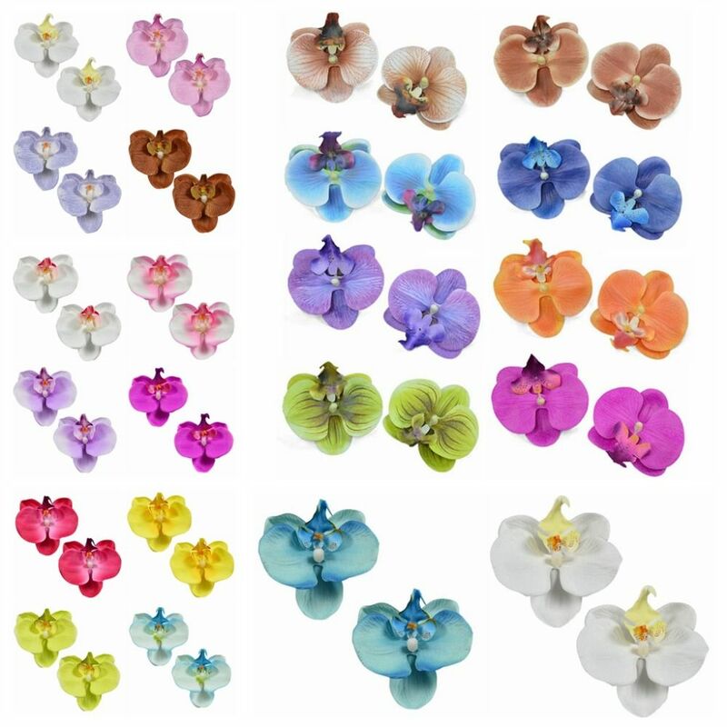 2pcs Korean Style Butterfly Orchid Artificial Flower Handmade DIY Artificial Butterfly Orchid 8.5cm Scrapbooking