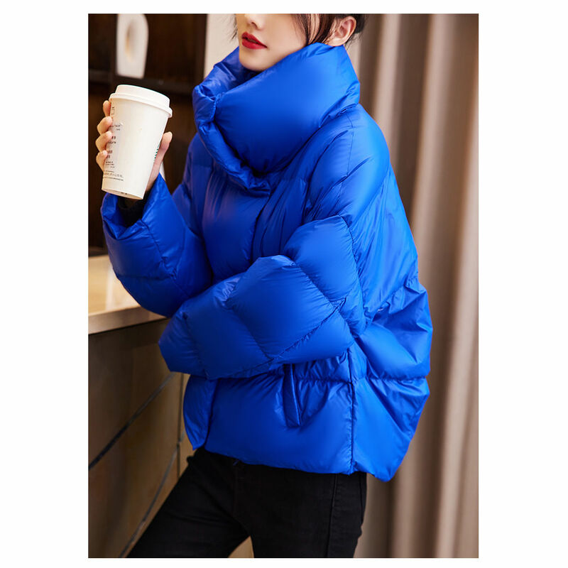 2023 New Women Short White Duck Down Coats Female Loose Windproof  Stand Up Collar Parkas Casual Puffer Jacket Outwear A44