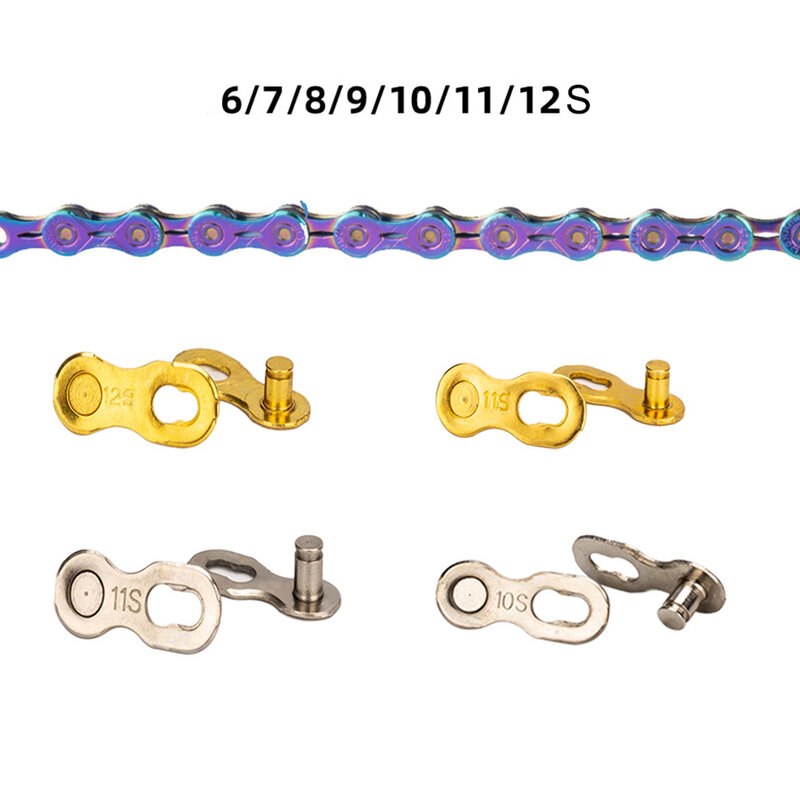 Hebilla de cadena dorada para bicicleta, hebilla de liberación rápida de 8/9/10/11/12 velocidades, enlace de cadena dorado y plateado, reparación de botones Ma Gic
