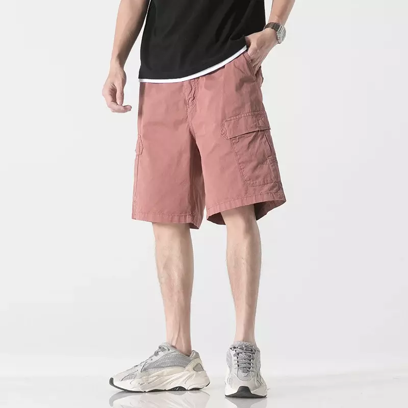 Pantaloncini Cargo da uomo di nuova moda in cotone sciolto solido Casual dritto sport all'aria aperta palestra Jogger pantaloni Cargo corti per uomo di alta qualità