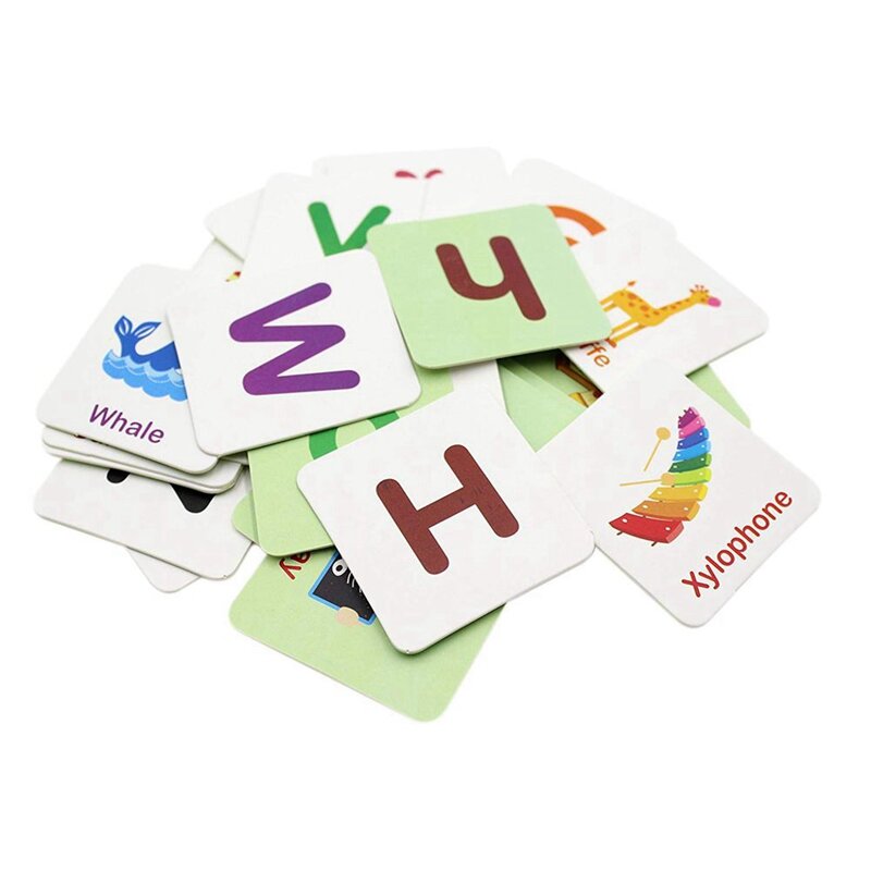 2X Anti-Tear Flash Cards Learning Alphabet Puzzle Cards, Mental Storage Box Alphabet