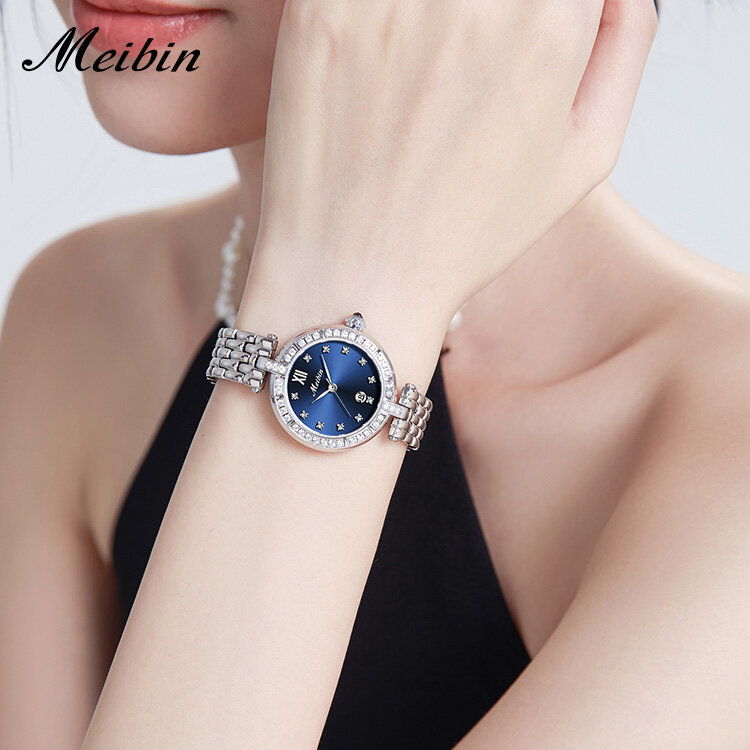 2024 Nieuwe Vrouw Quartz Horloges Week Diamant Wijzerplaat Luxe Quartz Horloge Vrouw Japan Beweging Saffier Kristal