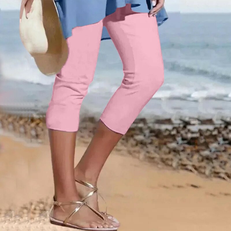 Pantalones de entrenamiento ajustados para mujer, Leggings Capri de talla grande, elásticos, informales, básicos