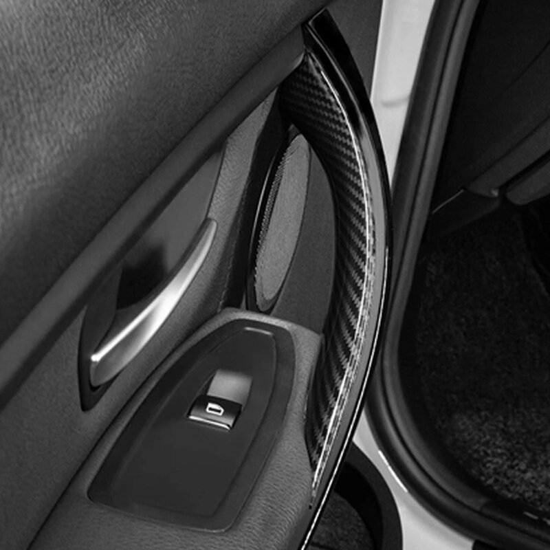 Aksesoris mobil penutup Trim tarik pegangan pintu dalam untuk BMW F30 F80 F31 F32 F33 2013-2018 karbon hitam