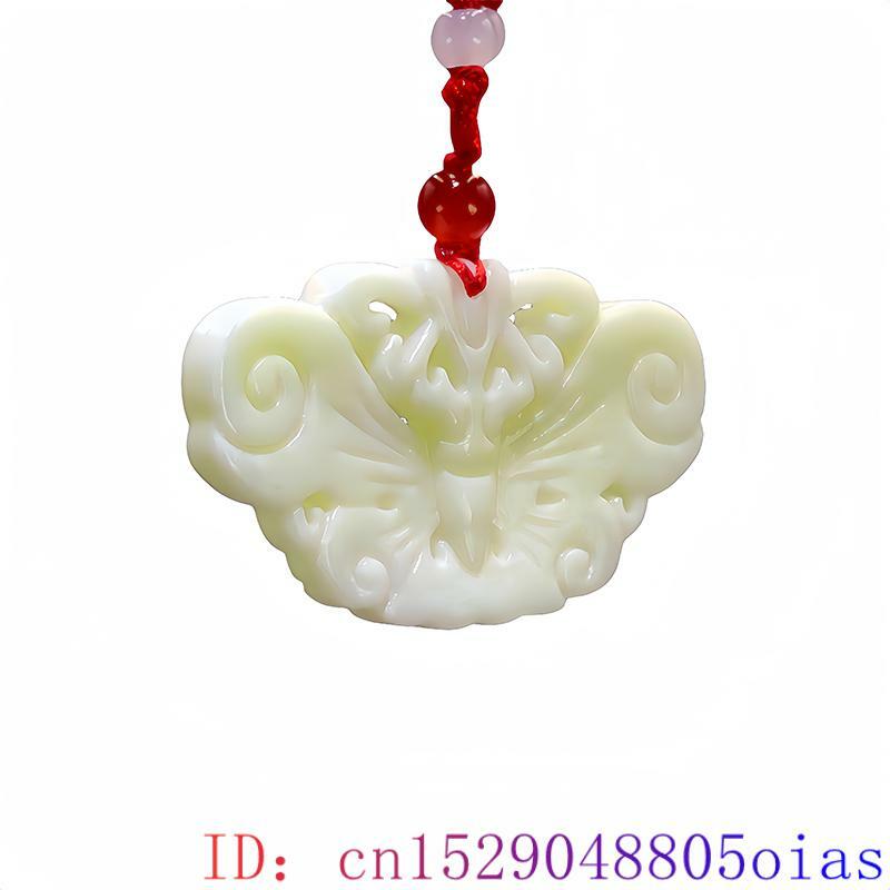 Weiße natürliche echte Jade Schmetterling Anhänger Halskette Edelsteine Designer Charme Mode Luxus Accessoires chinesische Amulett Talismane