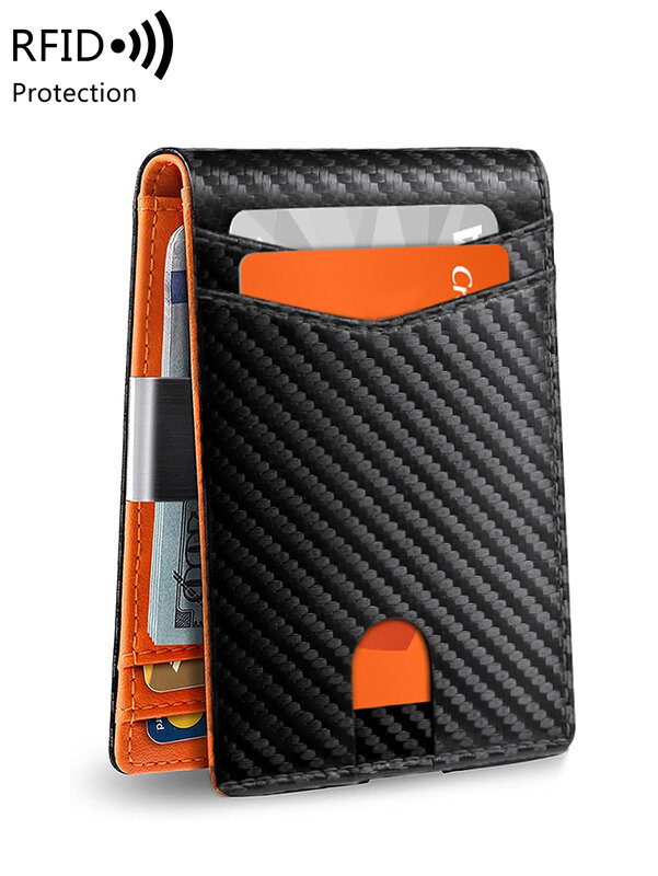 Dompet Kartu 12 kartu pria, minimalis penghalang RFID multi-fungsi ultra tipis dompet depan lipat dua warna solid pemegang kartu portabel