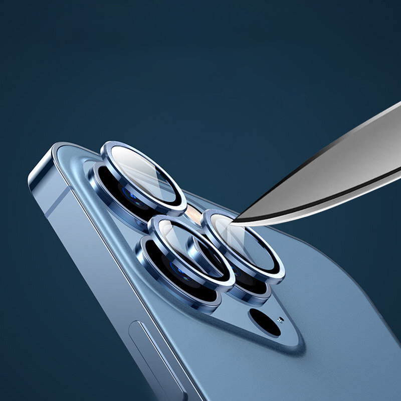 สำหรับ iPhone 15 PRO MAX เลนส์กล้องตัวป้องกันหน้าจอวงแหวนโลหะสำหรับ iPhone 14 PROMAX 12 13MINI หลังเลนส์กระจกนิรภัยป้องกัน