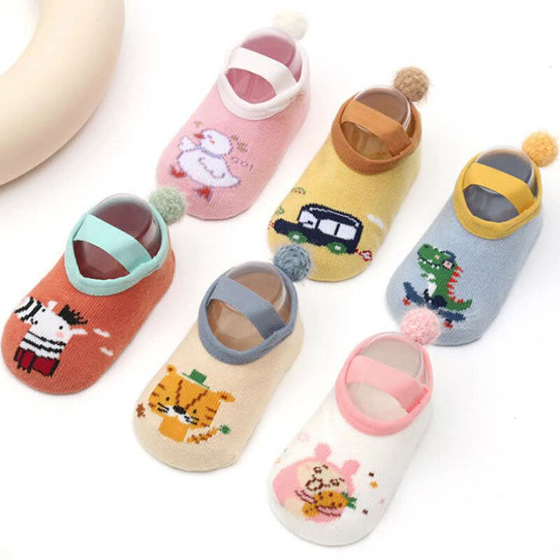 Newborn Baby Socks for Girls and Boys Toddler Cartoon Animal Print Anti-Skid Cute Floors Sock No-Show Crew Socks Ankle Footsocks