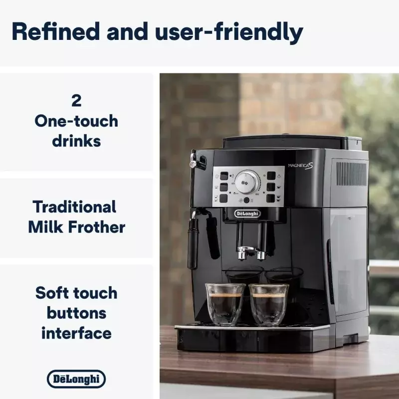 De'Longhi Magnifica S ECAM22.110.B, Coffee Maker with with Milk Frother, Automatic Espresso Machine with 2 Hot Coffee Drinks Rec