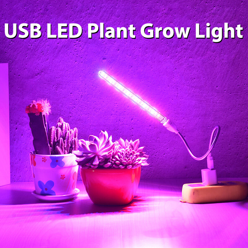 Lâmpada LED Full Spectrum Plant, USB, Flexível, Luz de Crescimento, Phyto Lamp, Flor, Mudas, Iluminação hidropônica, Fitolampy
