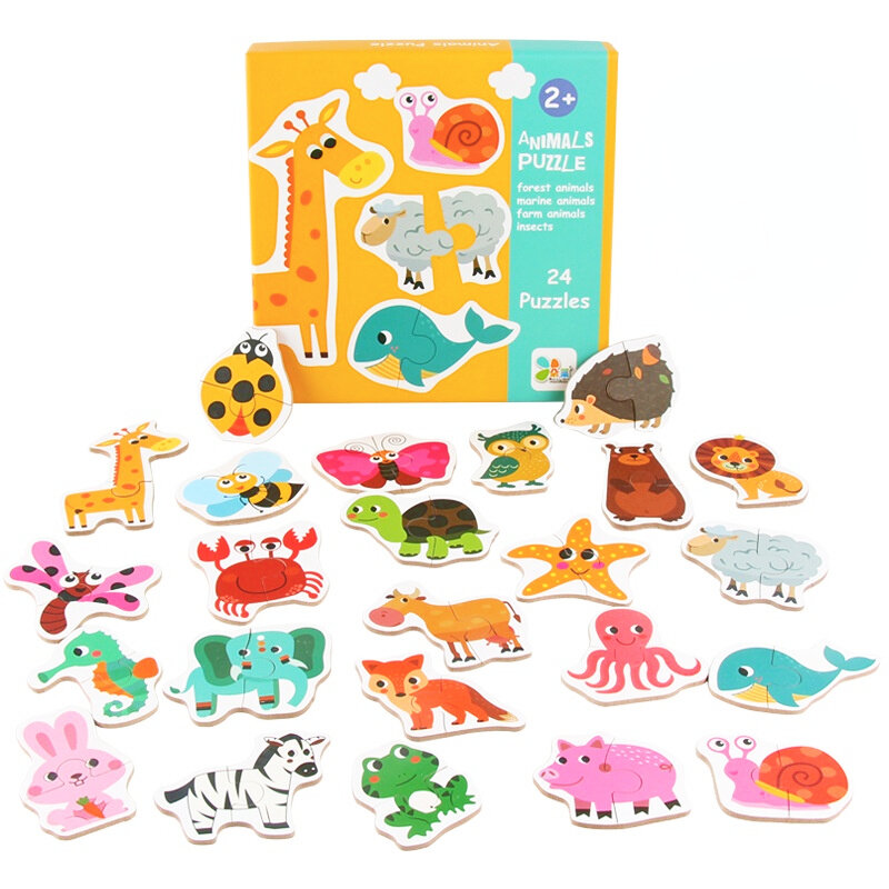 kids Cognition Jigsaw Puzzle Animal Traffic matching Fruit Vegetables Wooden Toys Early Educational puzzle for baby child Gifts