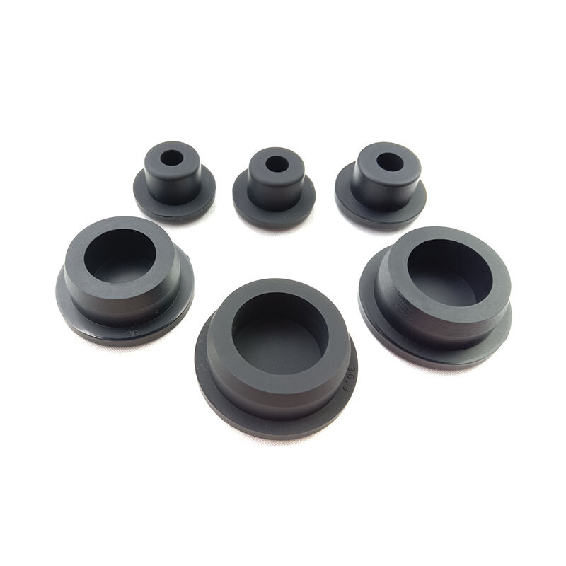 Borracha redonda preta do silicone com furo, T-Type Stopper, tampas de anulando da extremidade, obstrui o furo, 6.8mm-63.6mm