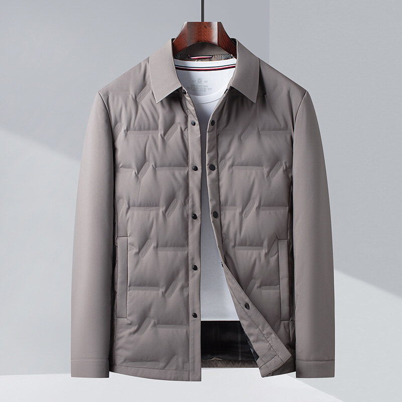 2024 남성용 화이트 덕 다운 라펠 경량 다운 재킷, 고백 레저 겨울 신상 비즈니스 웜 다운 재킷