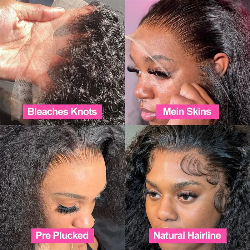 Peluca de cabello humano rizado con malla Frontal para mujeres negras, pelo brasileño predespuntado, 13x4, 13x6, Hd, 34 pulgadas