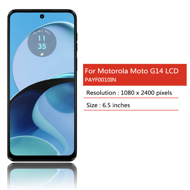 6,5 ''Оригинальный ЖК-дисплей для Motorola Moto G14 PAYF0010IN, дисплей с сенсорным экраном, дигитайзер в сборе для MotoG14, рамка дисплея