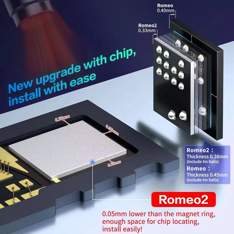 JCID Romeo1/2-Chip de reparación facial JC para IPhone, X-12Pro, Max, IPad Pro, 3/4