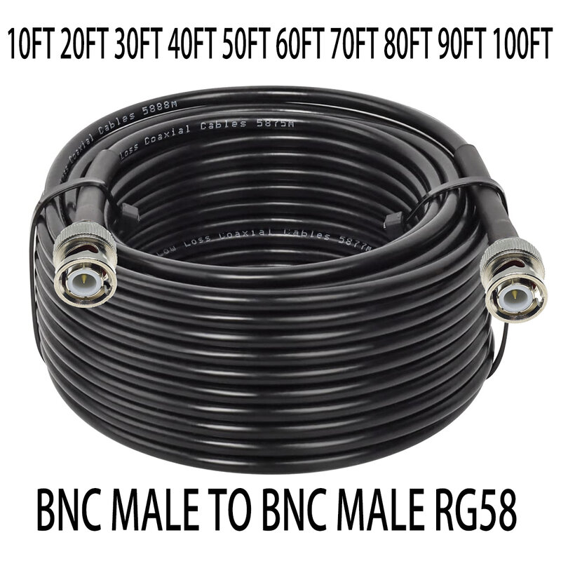 RG58 BNC jantan ke BNC jantan colokan jantan Q9 konektor Crimp Lot RF Coax koaksial kabel Jumper Pigtail 50ohm