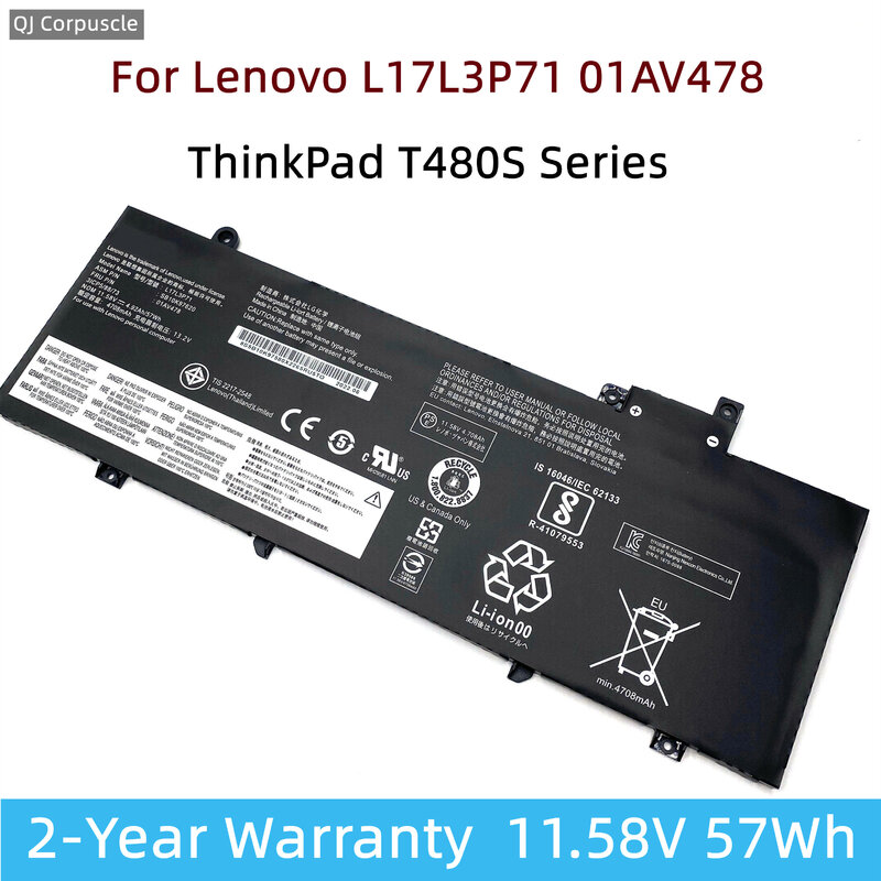 Новый оригинальный аккумулятор L17L3P71 для Lenovo ThinkPad T480S Series L17M3P71 L17M3P72 01AV478 01AV479 01AV480 SB10K97620 SB10K97621
