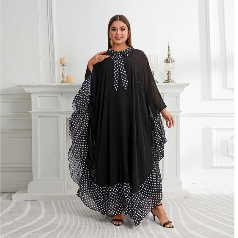 Vestido elegante de manga larga para mujer, vestidos africanos, Dashiki, negro, talla grande, fiesta de boda, otoño