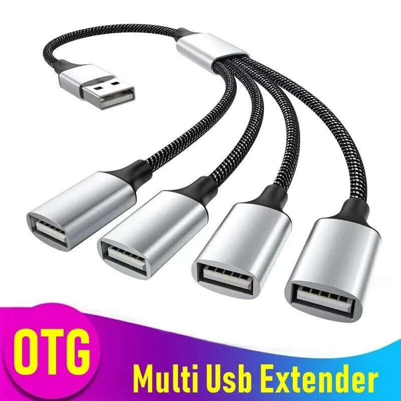 USB Tipe C Ekstensi Hub 4 Port USB Kabel Splitter OTG Adaptor Transfer Kecepatan Tinggi Konverter Portabel untuk PC Laptop Macbook Pro