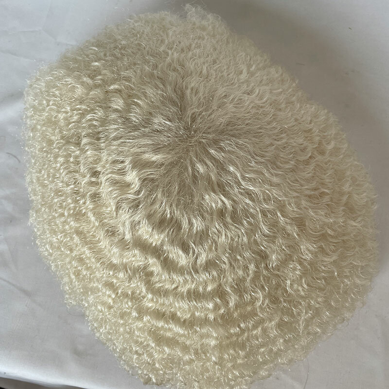 Parrucchino da uomo riccio Afro Wave da 4-6mm per uomini neri sistema di sostituzione dei capelli umani parrucche afroamericane parrucchino per capelli in pizzo pieno 8x10