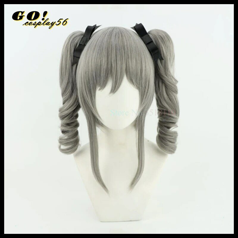 Kanzaki Ranko Cosplay Wig Curly Ponytails Grey Synthetic Hair Bangs Twin Pigtails Shiny Colors Girls Bronya Zaychik Headwear