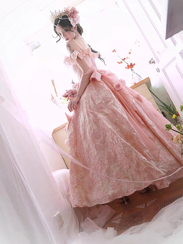 Lolita vestido Formal hasta el suelo para adultos, precioso vestido de boda, industria pesada
