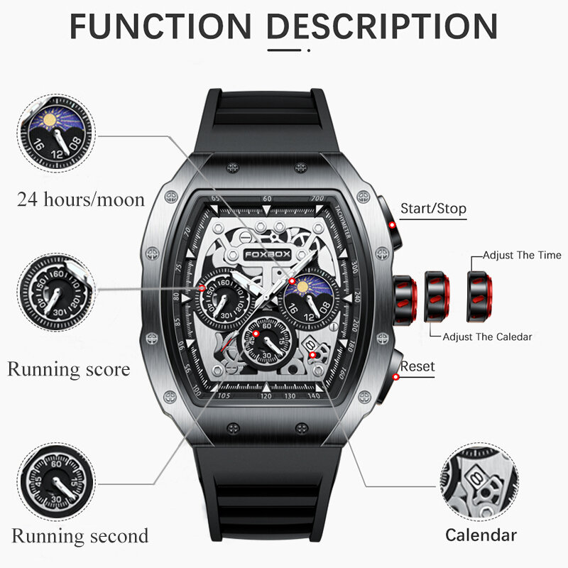 LIGE-Relógio de quartzo luminoso impermeável masculino, Sport Army Watches, Cronógrafo, Relógio de pulso militar, Relógio, Homem