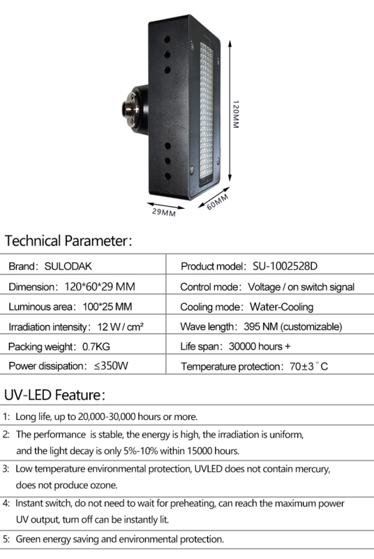 Lampada polimerizzante per stampante UV UVLED raffreddata ad acqua da 350W per testine di stampa Epson I3200/XT800/XP600/DX5/DX7/Ricoh G5/GH2220