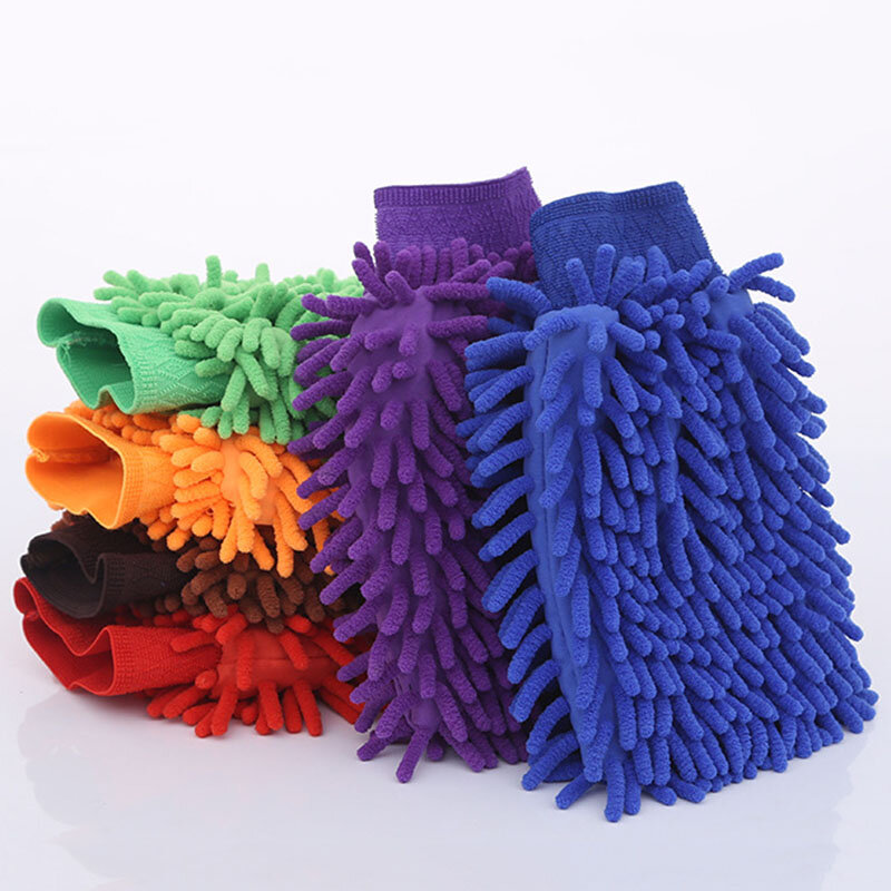 Car Wash Gloves Chenille Glove Plush Rags Thickened double-sided Car Supplies Cleaning Tools Auto Acessories Car Detailing