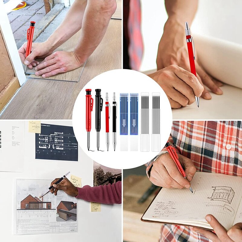 1 Satz Tischler Bleistift Druck bleistift Holz bearbeitungs stift Kit mit eingebautem Bleistift spitzer