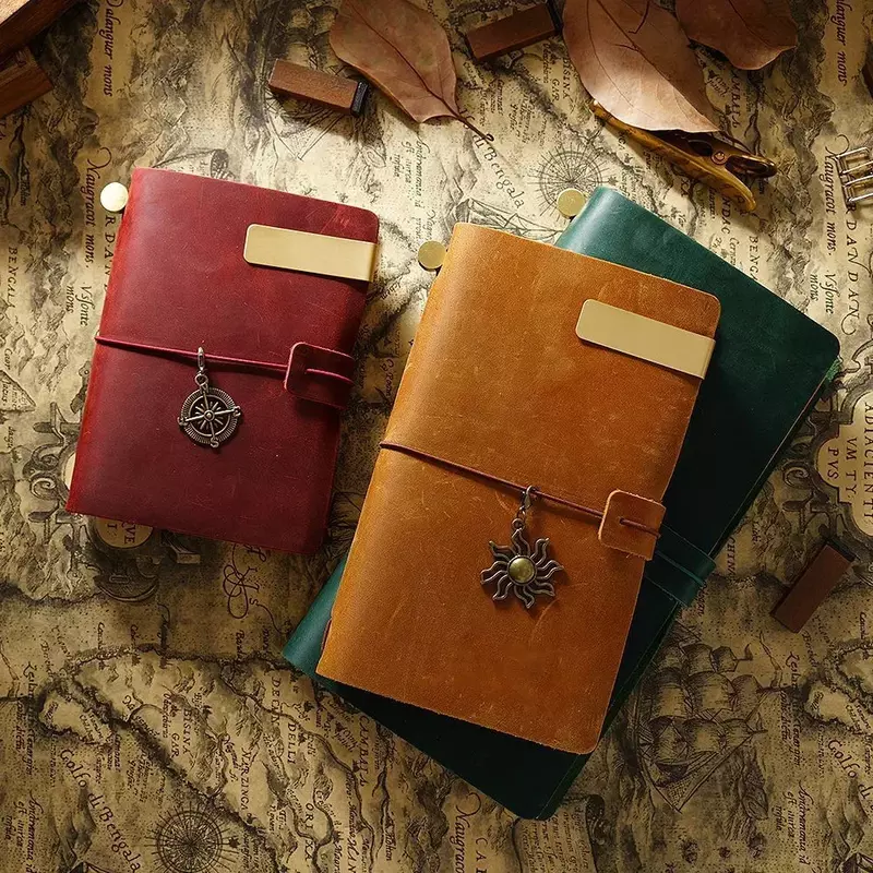 Moterm obral besar 100% Notebook kulit asli buatan tangan antik kulit sapi buku harian jurnal buku sketsa perencana TN sampul Notebook perjalanan