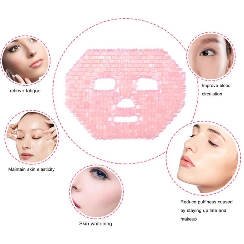 Natural Rose Quartz Jade Roller Mask, Gua Sha Massager Set, raspador guache para rosto, cuidados com a pele, ferramenta de beleza