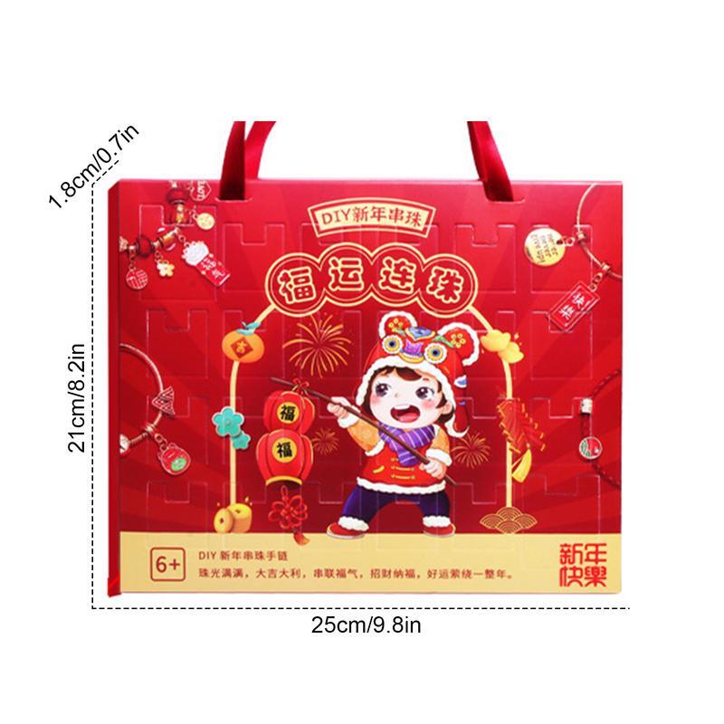 2024 rok smoczych bransoletek kalendarz odliczania 24 dni DIY biżuteria kalendarz adwentowy kreatywna chińska prezenty na nowy rok dla dzieci