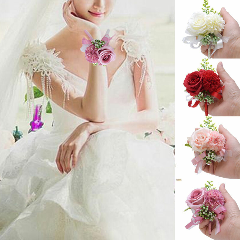 Ramillete de seda para fiesta de novio, flor de muñeca, flor de dama de honor, joyería de boda, regalos hermosos, 1 piezas