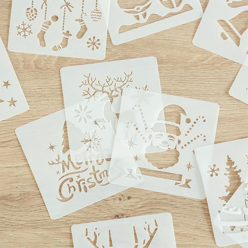 ADWE 12 шт. рождественские трафареты пластиковые шаблоны для рисования для декора для домашней школьной вечеринки
