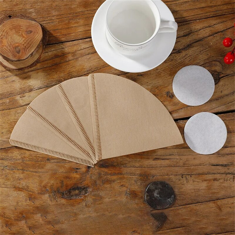 100 PCS V-shaped Wood Pulp Drip Paper V60-01 Cone White Coffee Filter Paper Coffee Strainer Bag Espresso Tea Infuser Accessories