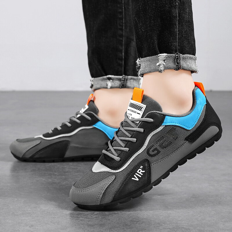 Men's Casual Sneakers 2023 New Summer Breathable Mesh Lace Up Flat Work Shoes for Men Wear-resistant Non-slip Male Running Shoes