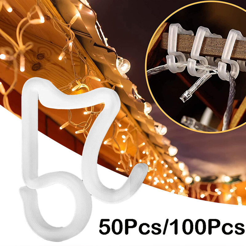 Klipsy świetlne haki rynnowe halloweenowy sopel światła LED z tworzywa sztucznego 100Pcs 50Pcs C5 C7 lampa wróżka świąteczna