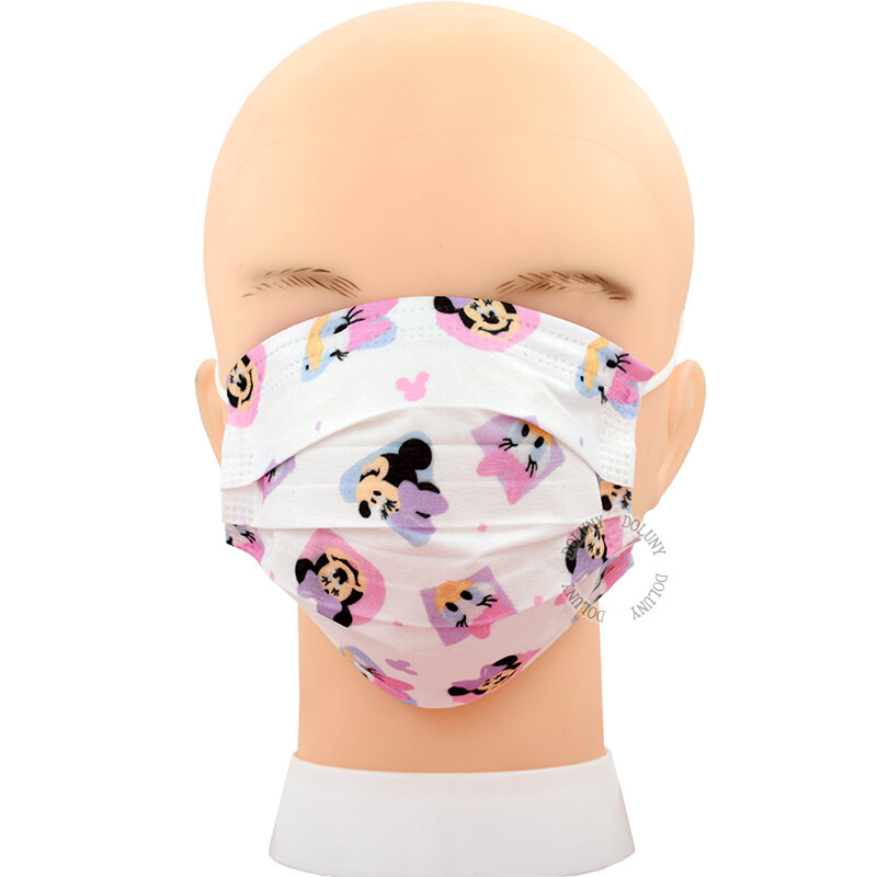قناع ديزني للأطفال يمكن التخلص منه برسوم كرتونية 3 طبقات للحماية وغطاء وجه مجهول مقاوم للغبار ومضاد للحساسية للبنات