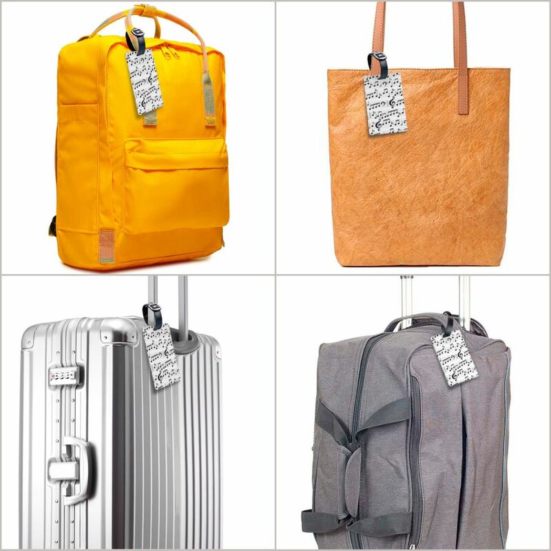 Étiquette de bagage avec note de musique personnalisée, carte de visite, couverture de confidentialité, étiquette d'identification pour sac de voyage, valise