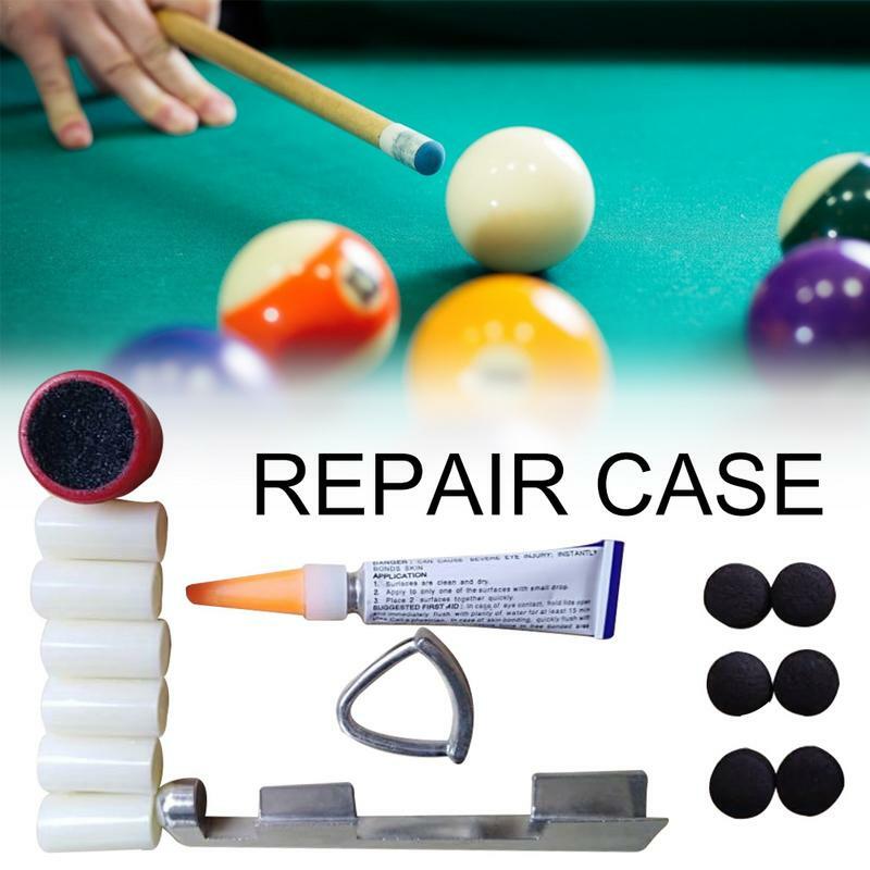Multifunctional Billiard Cue Tip Corrector Sharpening Sandpaper Repair Tool Kit Billiard Supplies Glue File Cue Tip Splint Set