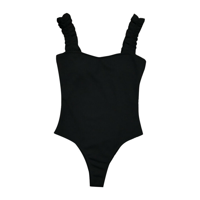 Ropa de mujer บิกินี่แฟชั่นชิ้นเดียวของผู้หญิงสายรัดต่างหูไม้สีทึบเซ็กซี่ชุดว่ายน้ำชุดว่ายน้ำบิกินี่ผู้หญิง