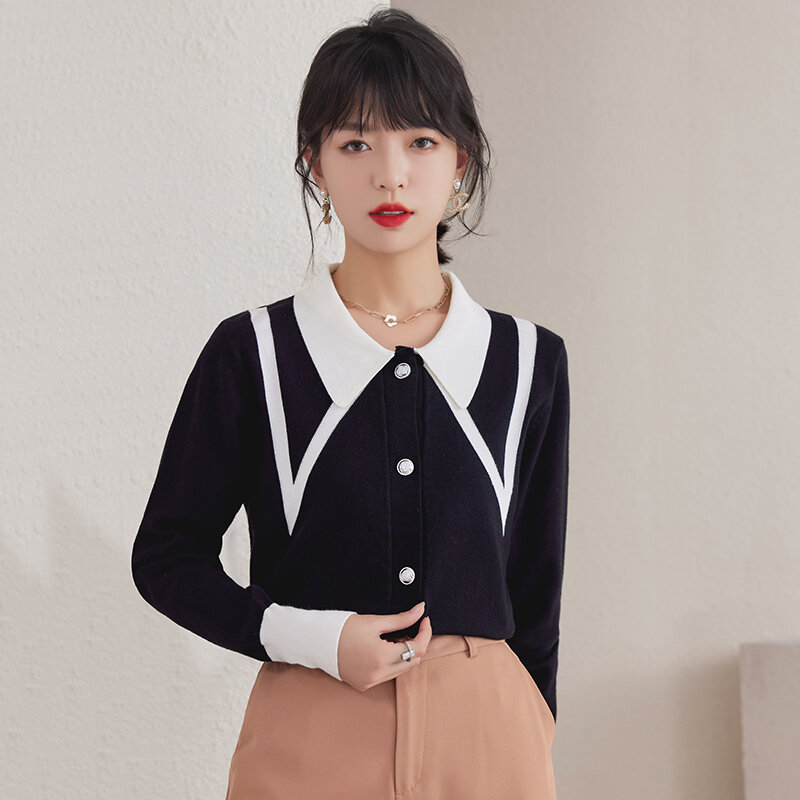 Czarna damska formalna koszula z długim rękawem elegancka bluzka kobieca koreański moda damska bluzka Korea Cardigans Blusas Para Mujer koszule